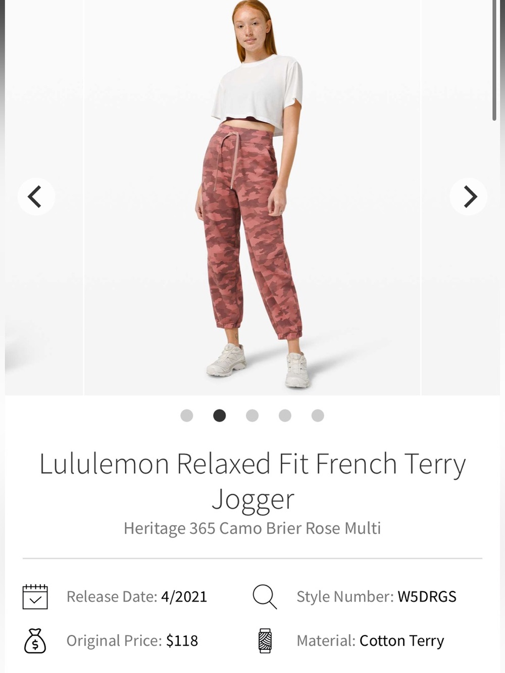 lululemon athletica Brier Rose Camo Relaxed French Terry Jogger
